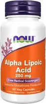Now Vitamina Alpha Lipoic Acid 250MG 60CAPS Plastico Naranja