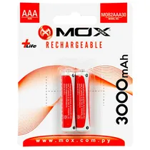 Pilhas Recarregavel Mox AAA com 2 Pilhas / 3000MAH - MOB2AAA30