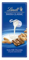 Chocolate Lindt Swiss Ao Leite com Amêndoas 100G