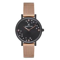 Relogio Analogico Feminino Daniel Klein DK.1.12758-4 Premium Ladies / Pulseira de Malha - Rose Gold/Preto