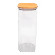 Pote de Vidrio Tampa de Bambu 10X25CM