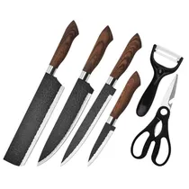 Kit de Facas para Cozinha Evryealth 6 Em 1 ER-0588 com Descascador - Preto