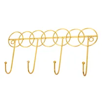 Gancho de Parede Decorativo Design Círculos 16 X 33 CM Dourado