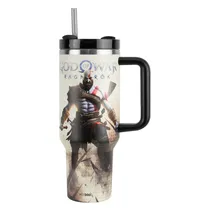 Copo Térmico Weedoo God Of War - 1.2L - com Canudo - Branco e Preto  Copo Térmic...
