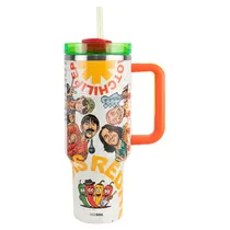 Copo Térmico Weedoo Red Hot Chili Peppers - 1.2L - com Canudo - Branco e Laranja  Copo Térmic...