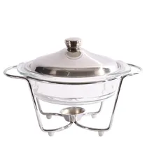 Rechaud 2 Litros Em Aço Inox e Vidro.