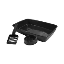 Kit para Gatos Bandeja de Arena + Pala + Comedero Pet & Garden 00143 Negro 3 Piezas  Kit para Ga...