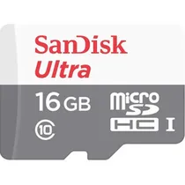 Cartão Microsd de 16GB Sandisk Ultra SDSQUNS-016G-GN3MA de 80MB/s - Cinza/Branco