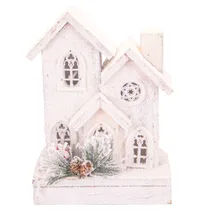 Casa Natalina com Luz A Pilha de Madera com Neve 52CM X 14CM