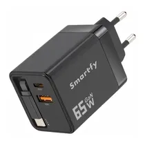Tomada Car Smartfy CAR01 65W com Cabo USB Black