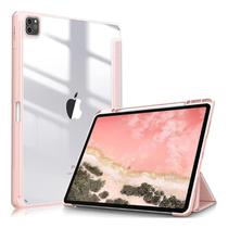 Capa para Tablet / iPad Pro 11 4LIFE com Compartimento para Pencil - Transparente/Rosa