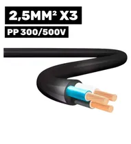 Cabo Silflex PP 300/500V 3*2.5MM 100M Preto