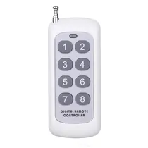 Controle Remoto RF433 com 8 Botões com Antena (1-8) Sem Fio RF 433MHZ de Longo Alcance - Branco