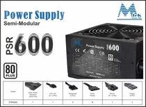 Fonte 600W Mtek PSR-600 80-Plus Semi-Mod  Fonte 600W ...