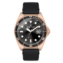 Relogio Analógico Masculino Daniel Klein DK.1.12665-4 Premium Gents / Pulseira de Couro Genuino - Preto/Dourado