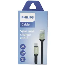 Cabo Philips DLC5001AB/70 USB-A | USB-C - Black (1 Metro)