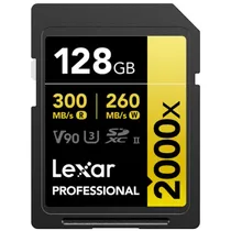 Memoria Lexar SD 128GB 300MB/ s V90/ 8K/ 2000X/ Uhs-II  Memoria Lex...