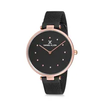 Relógio Analógico Feminino Daniel Klein Premium DK12087-5 - Preto e Rosa Ouro