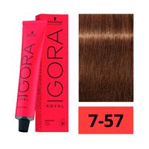 Crema de Coloracion Schwarzkopf Igora Royal 7-57 Rubio Medio Dorado Cobrizo 60GR