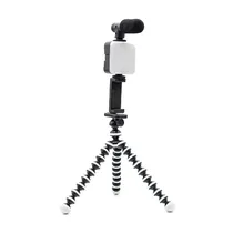 Kit para Gravação de Vídeo Video-Making Kit AY-49Z com Suporte para Smartphone, Tripé, Microfone e LED - Preto