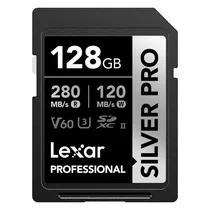 Cartão de Memoria SD 128GB Lexar Silver Pro 280-120MB/s C10 V60