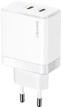 Carregador de Parede Usams 40W Dual Type-C Ports Gan Fast Charger US-CC172 - Branco