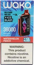 Vape Descartável Waka Blast Watermelon Peach + Ice Blast 36000 Puffs
