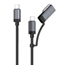 Cabo 2 Em 1 Magsafe 3 USB-C + USB-C / 100W - Preto/Cinza
