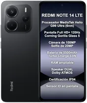 Smartphone Xiaomi Redmi Note 14 Lte Dual Sim 6.67" 6GB/128GB Preto (Global)
