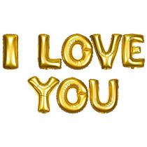 Baloes Frase I Love You Dourado