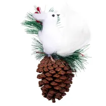 Enfeite de Natal Pendente de Pinha com Coelho Branco