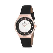 Relógio Analógico Feminino Daniel Klein Fiord DK12059-1 - Preto e Rosa Ouro