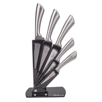 Jogo de Facas Bass para Cozinha Inox 5 Peças + Suporte Cor Inox