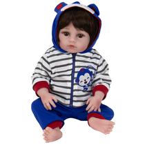 Boneca Baby Reborn V-005 - 48CM - Silicone - Roupa Azul