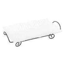 Bandeja de Porcelana com Suporte Metálico - Branco
