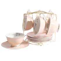 Conjunto de 6 Xícaras e Pires com Suporte para Café Ou Chá