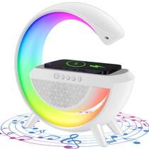 Luminaria de Mesa G LED Smart Light Sound Blulory BS-2301 com Speaker / Luminaria Multifuncional LED / RGB / Carregador Sem Fio / Bluetooth / Alto-Falante / Lampada de Mesa - Branco