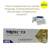 Tirzec Tirzepatida 7.50MG 1 Ampola 2ML para 4 Aplicações de 7.50MG/0 .5ML. Temos Caixa de Isopor e Gelo.