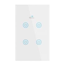 Interruptor de Parede 4LIFE Smart Inteligente Touch Glass Series FLBW4 Wifi + RF / com 4 Botoes / Compativel com Alexa e Google Home / 100-240V 50/ 60HZ - Branco