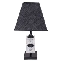 Abajur Decorativo Em Tecido Trançado com Base Metálica Preto