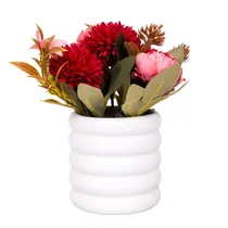 Floral Decorativo Artificial Em Vaso Branco com Flores