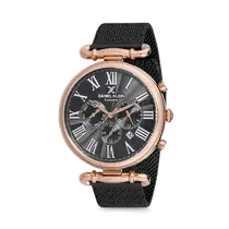 Relógio Analógico Masculino Daniel Klein Exclusive DK12148-4 - Preto e Rosa Ouro