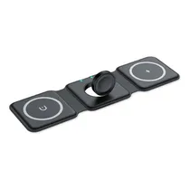 Carregador Wireless Travel Charger / 3 Em 1 / 15W - Preto