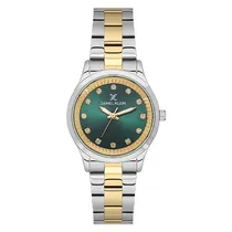 Relogio Analogico Feminino Daniel Klein DK.1.13881-4 Premium Ladies / Pulseira de Aço Inoxidável - Prata/Dourado/Verde