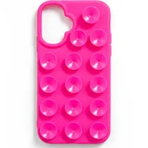 Capa de Silicone com Ventosa para iPhone 16 - Fúcsia