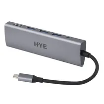 Hub Hye HYEHU53 - 5 Portas - USB-C - Cinza