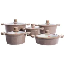 Jogo de Panela Ucc Life Indução Marron com 10 Peças 20/ 24/ 28/ 32/ 28CM com Tampas