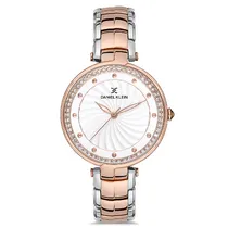 Relógio Analógico Feminino Daniel Klein DK.1.12692-4 Premium Ladies / Pulseira de Aço Inoxidável - Prata/Rose Gold