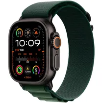 Apple Watch Ultra 2 49MM MX4R3LW/ A com Double Tap Gesture / Sirena de 86DB / Pulseira Alpine Loop (M) Dark Green / Titanium Case - Black Titanium