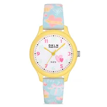 Relogio Analógico para Criança Daniel Klein DK.1.12764-5 DKLN Kids / Pulseira de Silicone - Azul Claro/Amarelo